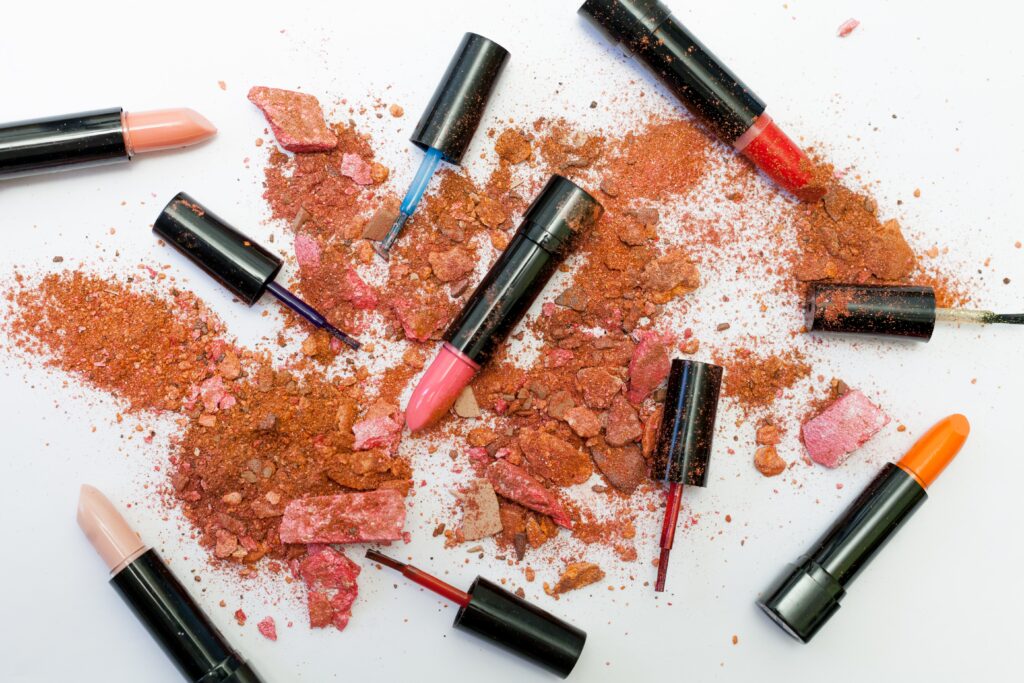 lipstick, makeup powder