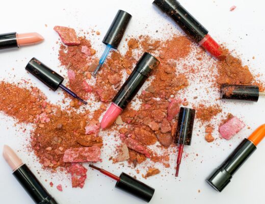 lipstick, makeup powder