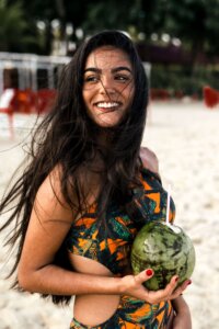 beach, summer, sun, woman, coconut water