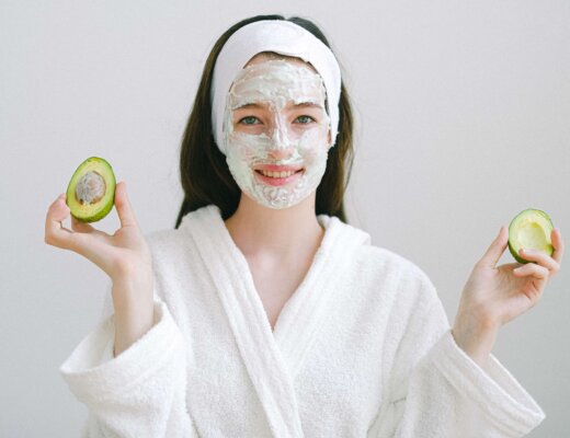 face mask, avocado, woman