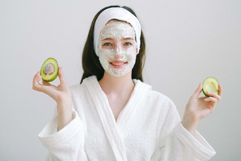 face mask, avocado, woman