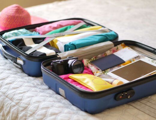 suitcase, beauty bag
