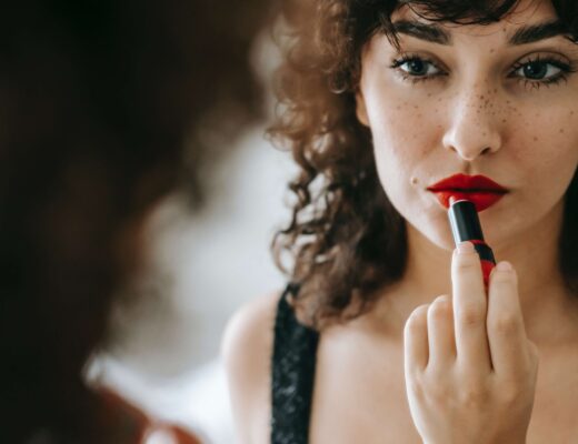woman, red lipstick