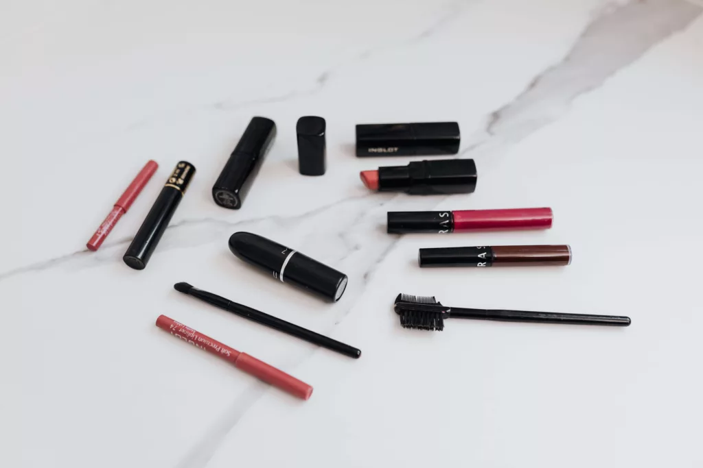 makeup kit, lipstick, mascara