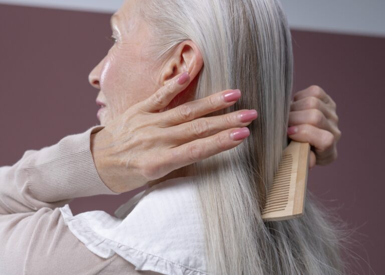 woman, hair, comb