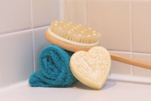 body brush, soap