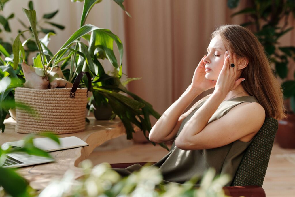 eye massage, woman