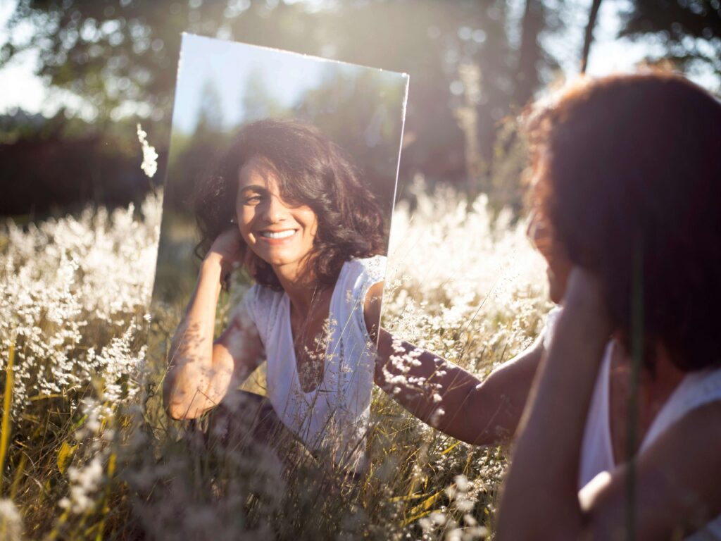 woman, mirror