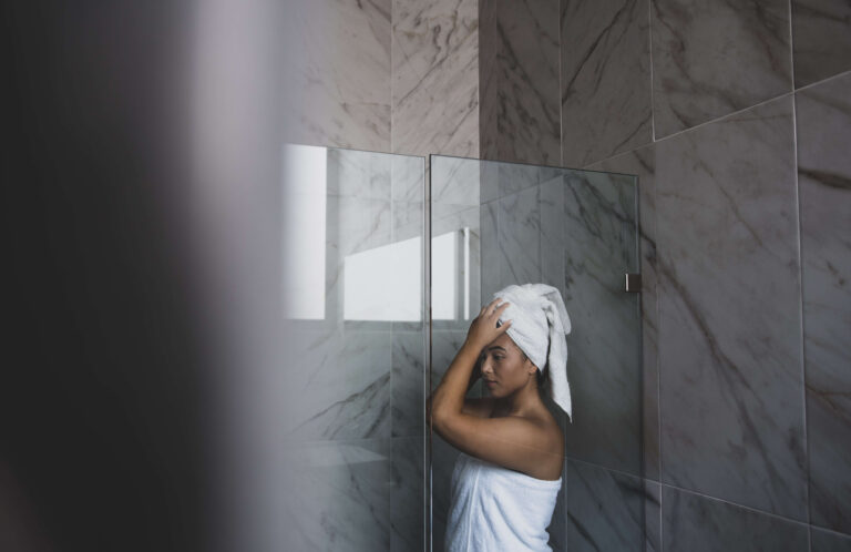 woman, shower