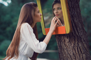 woman, mirror