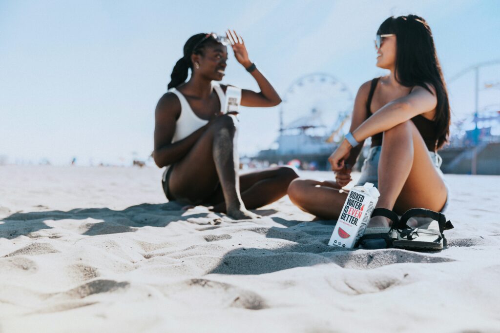 women, beach