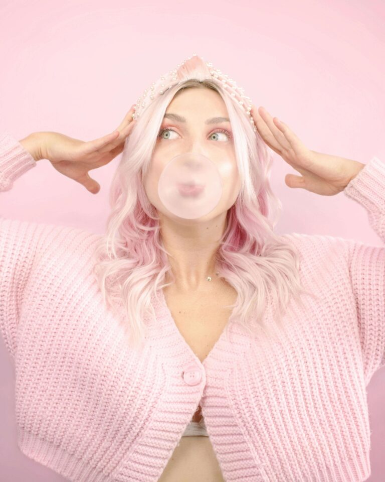 woman, hair, pink