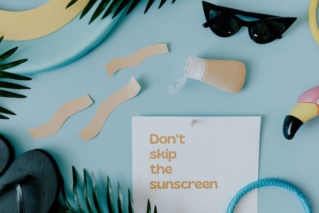 sunscreen, sunglasses