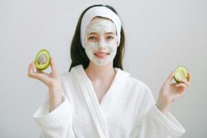 woman, face mask, avocado
